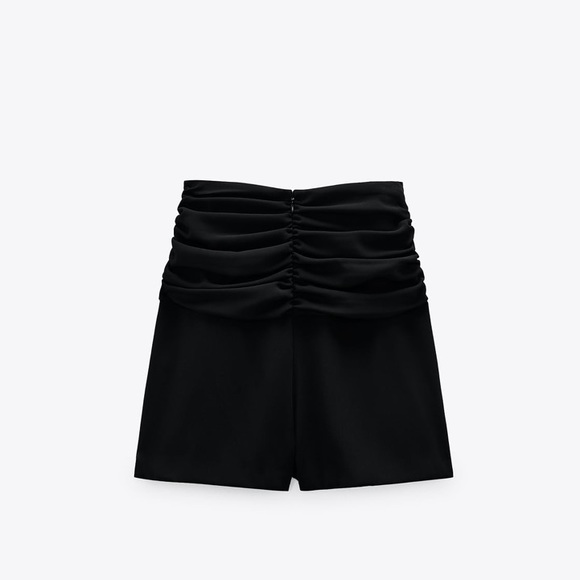 Zara High Waisted Cinched Black Skort- Small - Picture 6 of 9